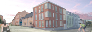 Tecknad bild av kvarteret Helsingborg. Projekt av PMB Sverige.